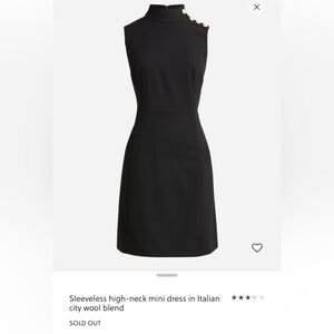 Jcrew Sleeveless High-Neck Mini Dress in Italian City Wool Blend